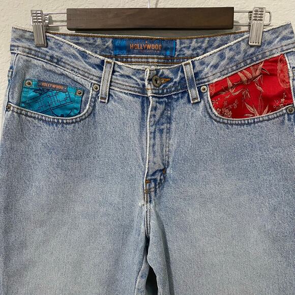 Vintage 90s Hollywood The Jean People Cropped Jeans Womens Size 32 Colorful* - Picture 3 of 13